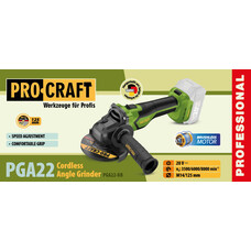 Болгарка аккумуляторная (УШМ) Procraft PGA22 (без АКБ и ЗУ)