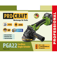 Болгарка аккумуляторная (УШМ) Procraft PGA22 (1 АКБ и ЗУ)