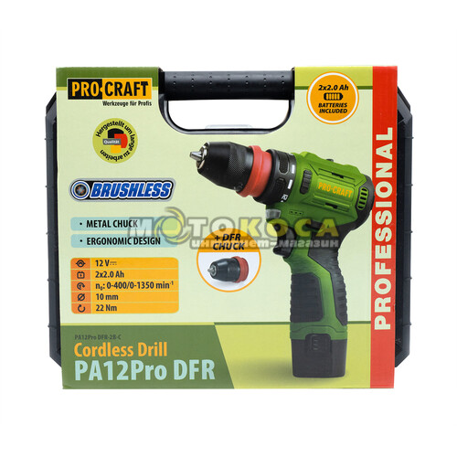 Аккумуляторный шуруповерт Procraft РА12 PRO DFR (1 АКБ и ЗУ)
