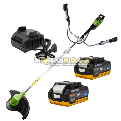 Триммер аккумуляторный Procraft PTA30 (2 АКБ 20В/4Ач + ЗУ charger 20/1)