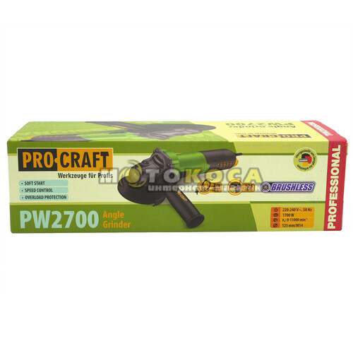 Угловая шлифмашина (Болгарка) Procraft PW2350 125 мм (безщеточная)