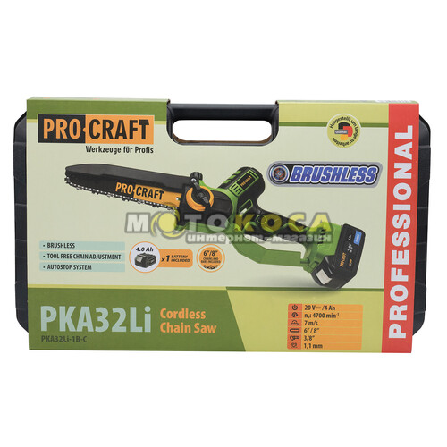 Акумуляторна ланцюгова пила Procraft PKA32Li (1 АКБ та ЗП)