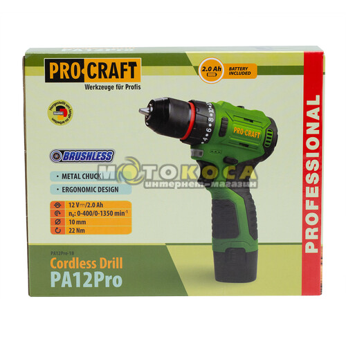 Аккумуляторный шуруповерт Procraft РА12 PRO (1 АКБ И ЗУ)