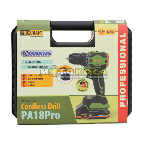 Аккумуляторный шуруповерт Procraft PA18 Pro (1 АКБ и ЗУ)