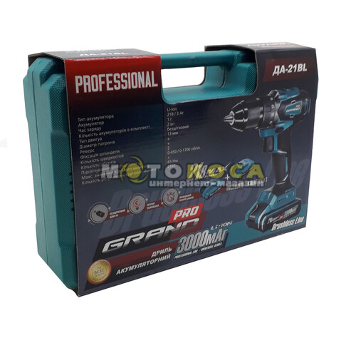 Акумуляторний шурупокрут Grand ДА-21BL Professional