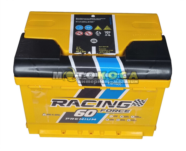 Автомобильный аккумулятор Racing Force 60Ah 600A R+