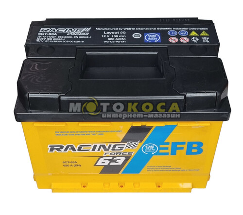 Автомобільний акумулятор Racing Force 63Ah 620A L+