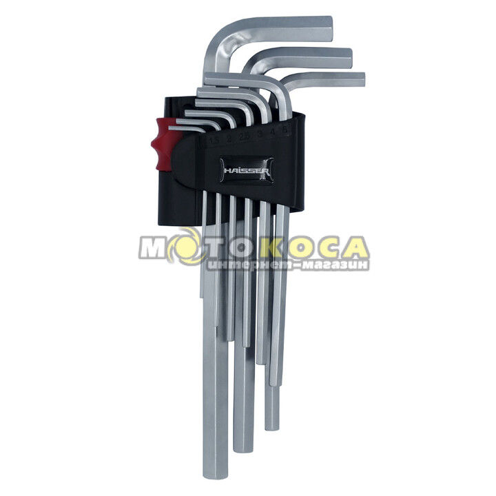 Набір Г-подібних ключів подовжених HAISSER HEX 9 штук 1,5-10 мм (48111)