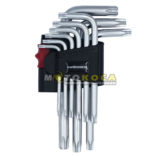 Набор Г-образных ключей c отверстиями HAISSER TORX 9 штук T10-50 (48114)