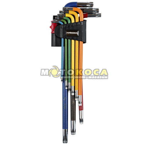 Набор Г-образных ключей c отверстиями экстра-длинных HAISSER TORX 9 штук T10-50 (48117)