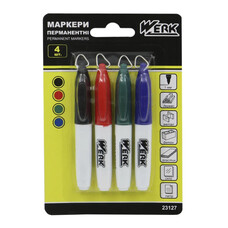 Маркери різнокольорові перманентні 93 мм. 4 штуки WERK (23127)