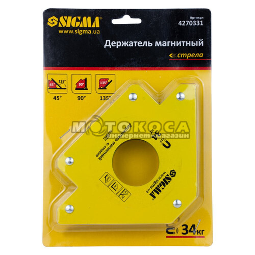 Магнітний фіксатор для зварки SIGMA 34 кг 110х110 мм (45,90.135°)