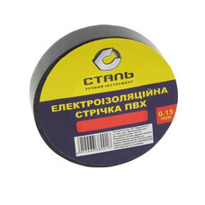 Ізоляційна стрічка Сталь 10 метрів 0,15х17мм чорна (38000)