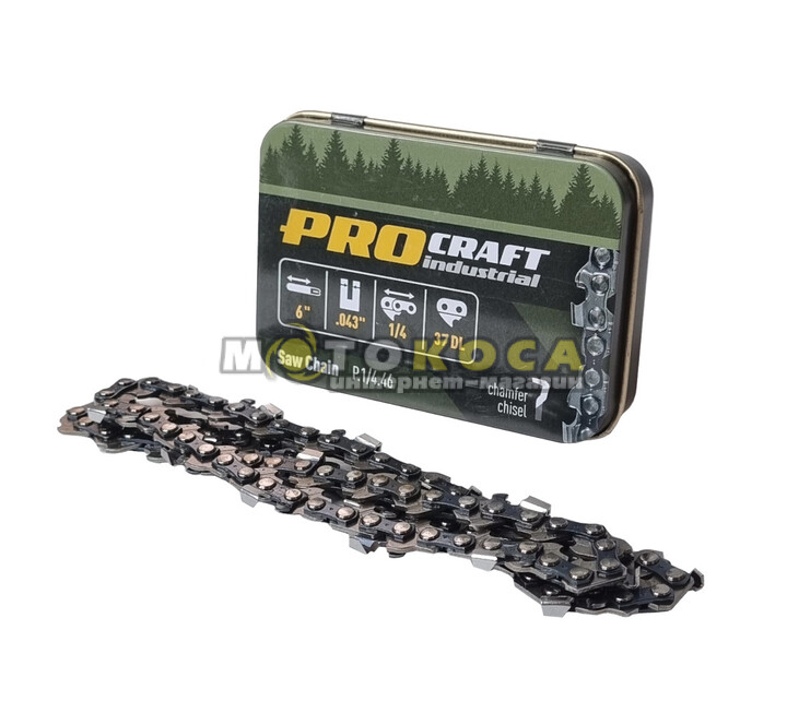 Цепь пильная Procraft industrial 6" шаг 1/4" паз 1,1мм 37 звеньев
