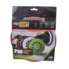 Круг шліфувальний самоклеючий PROCRAFT Ø225 мм, К80 з отворами (10 штук)