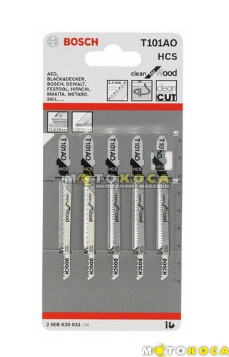 Пильные полотна для лобзика BOSCH T101AO (5 шт)